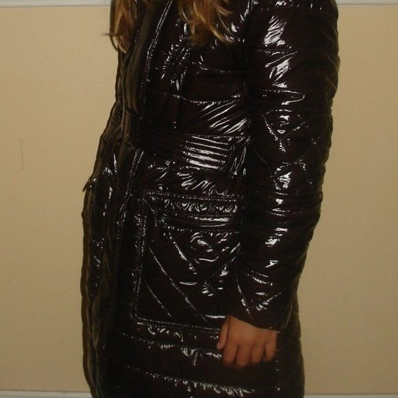 NWT ELSYGIRL RemovableFurHoodPufferShinyJacketCoatParkaBrownItalianDesig… - Picture 11 of 12